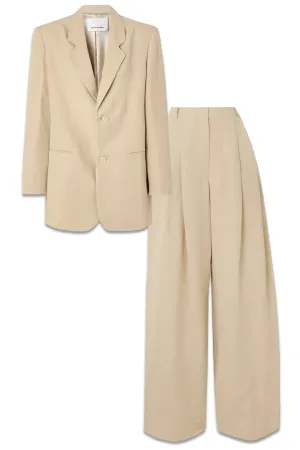 Aiden Twill Blazer & Piper Pleated Crepe Wide-leg Pants