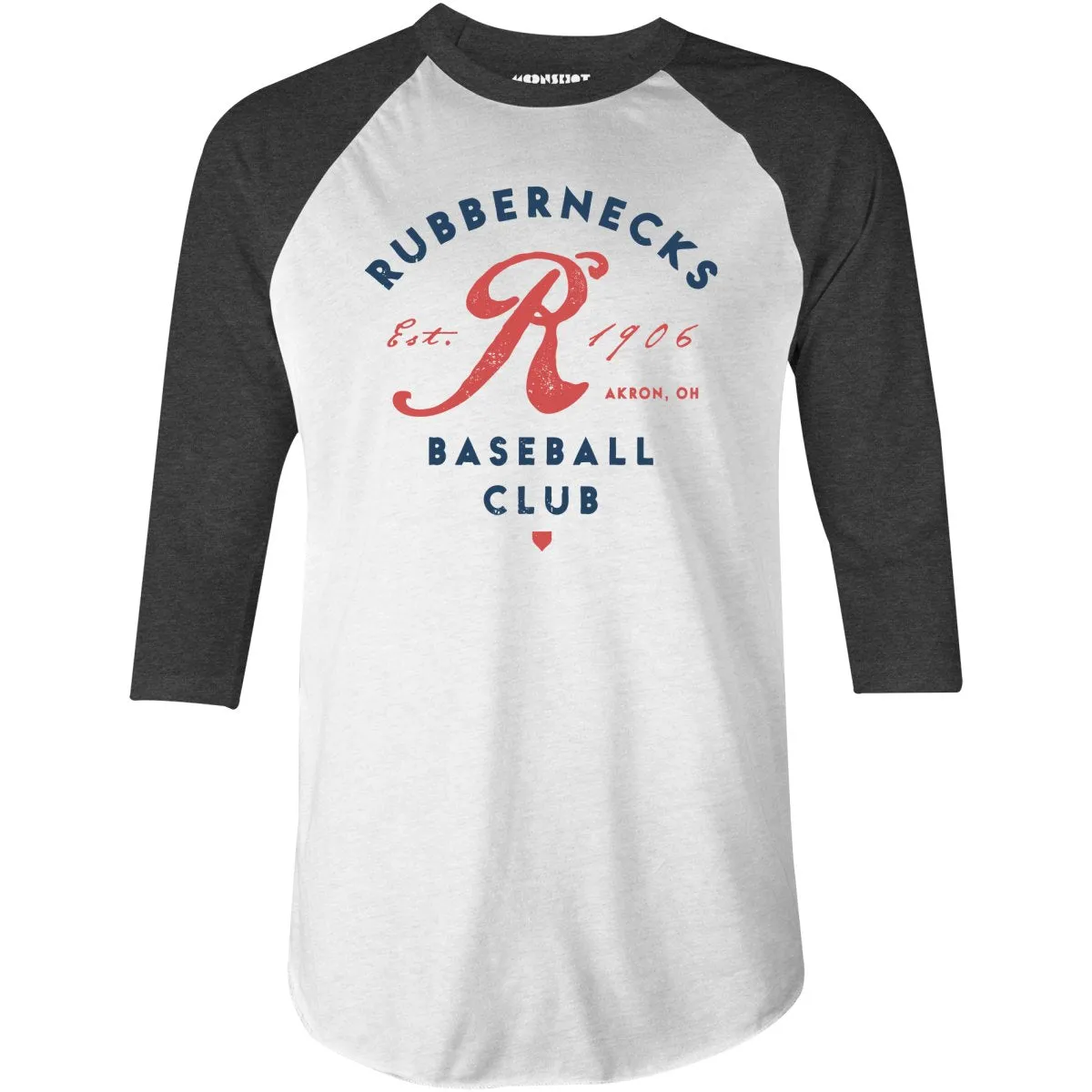 Akron Rubbernecks - Ohio - Vintage Defunct Baseball Teams - 3/4 Sleeve Raglan T-Shirt