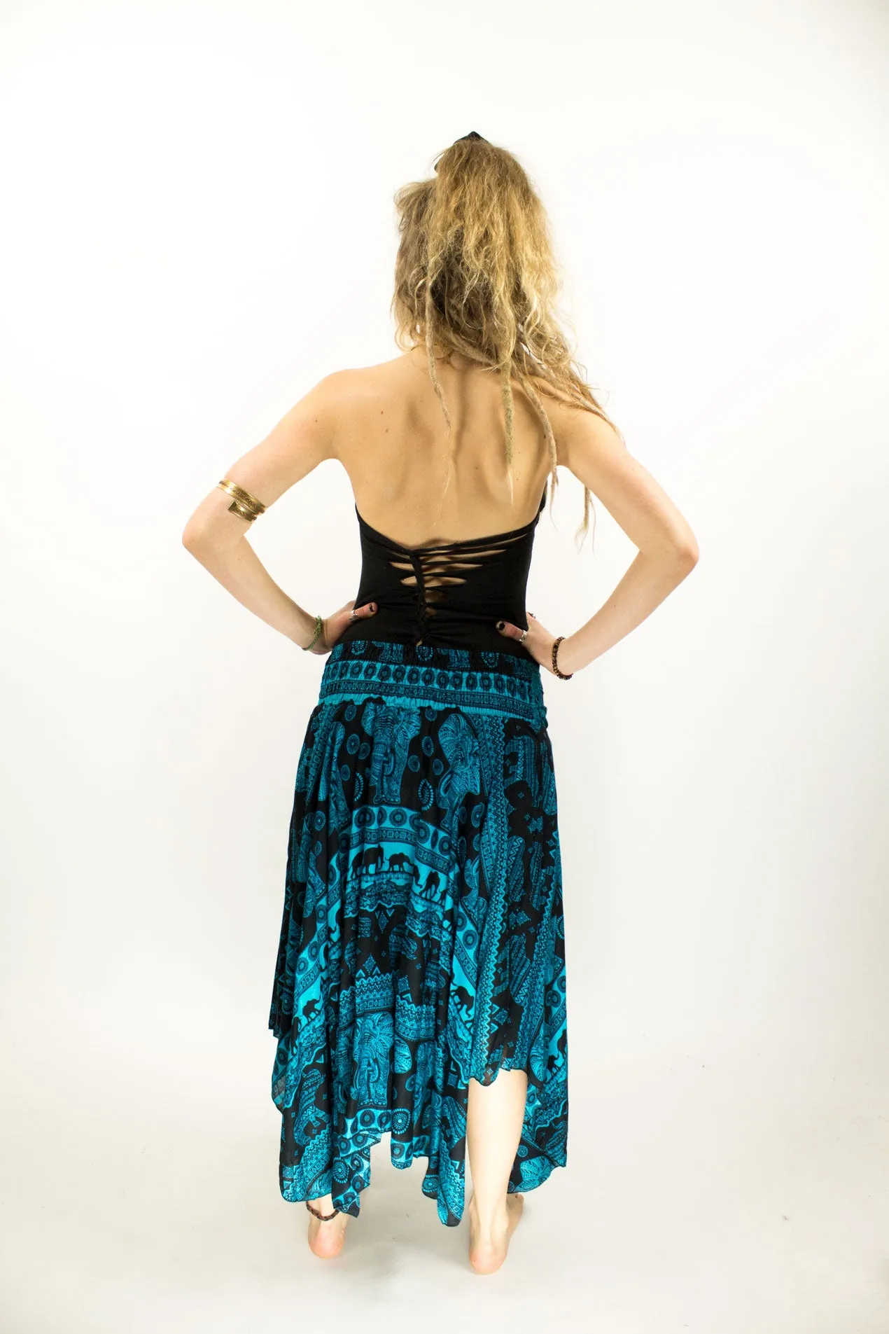 Asymmetric Gypsy Skirt Turquoise