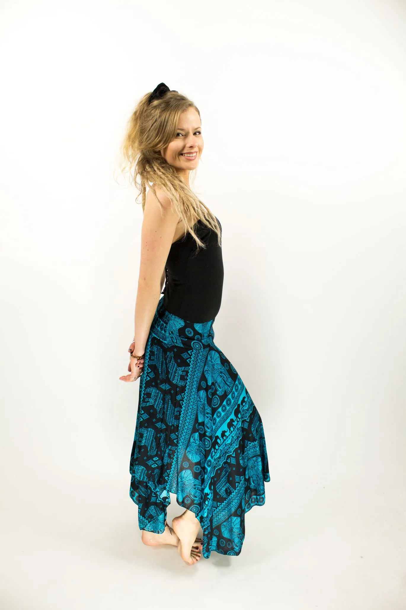 Asymmetric Gypsy Skirt Turquoise