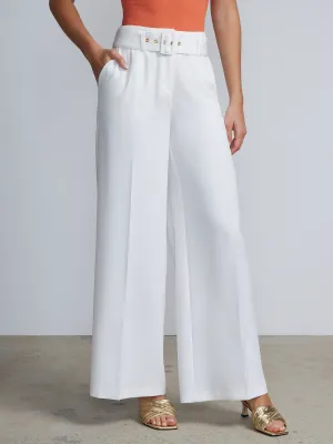 Belted Wide Leg High Rise Pants