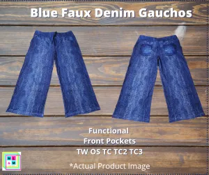 Blue Faux Denim Capri Gauchos by ML&M