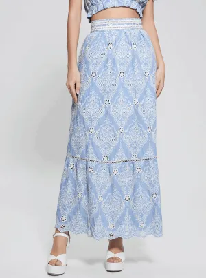 Blue Frida Embroidered Maxi Skirt