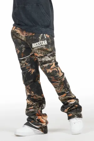 Boys Emilio Black Tree Camo Stacked Flare Track Pant