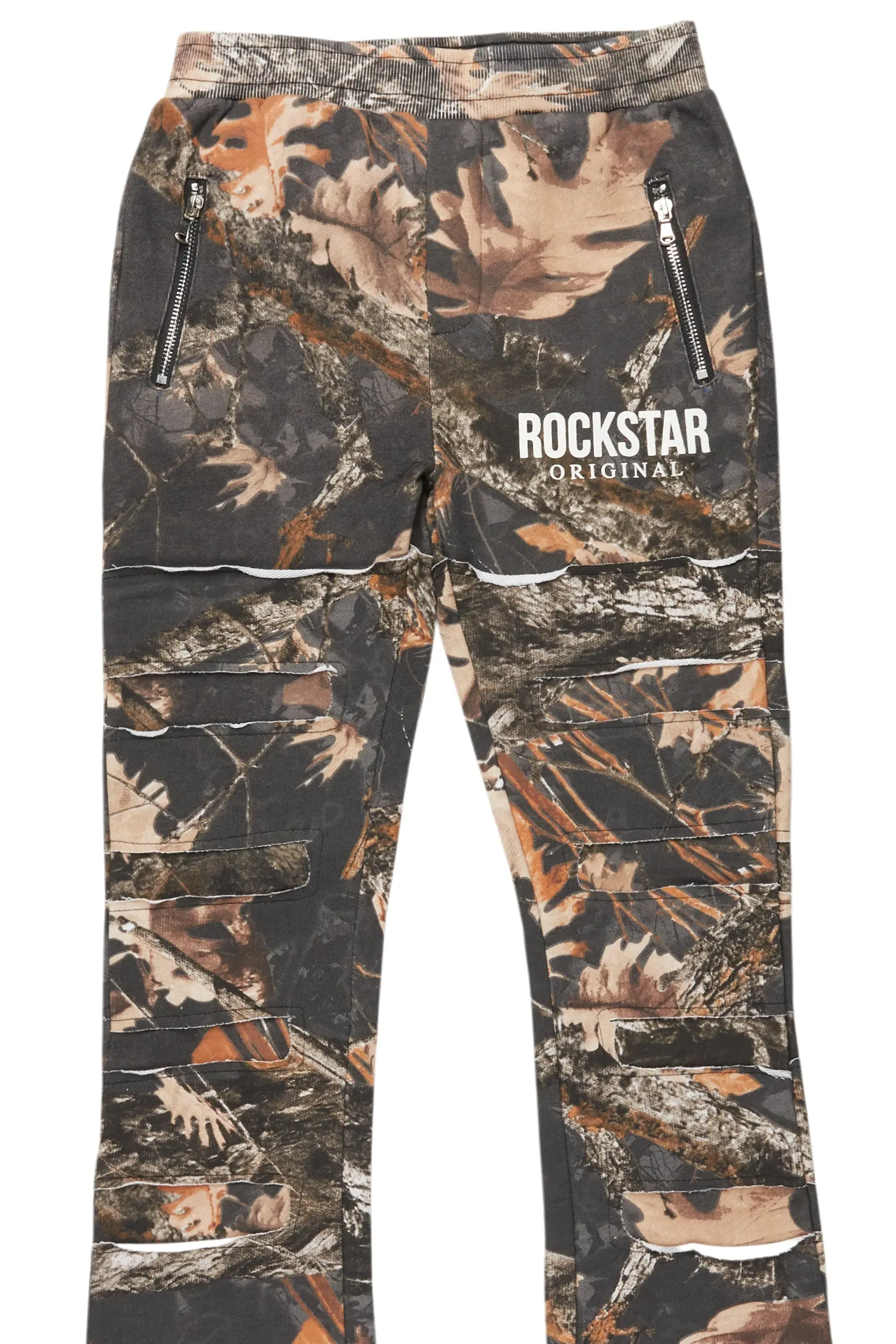 Boys Emilio Black Tree Camo Stacked Flare Track Pant