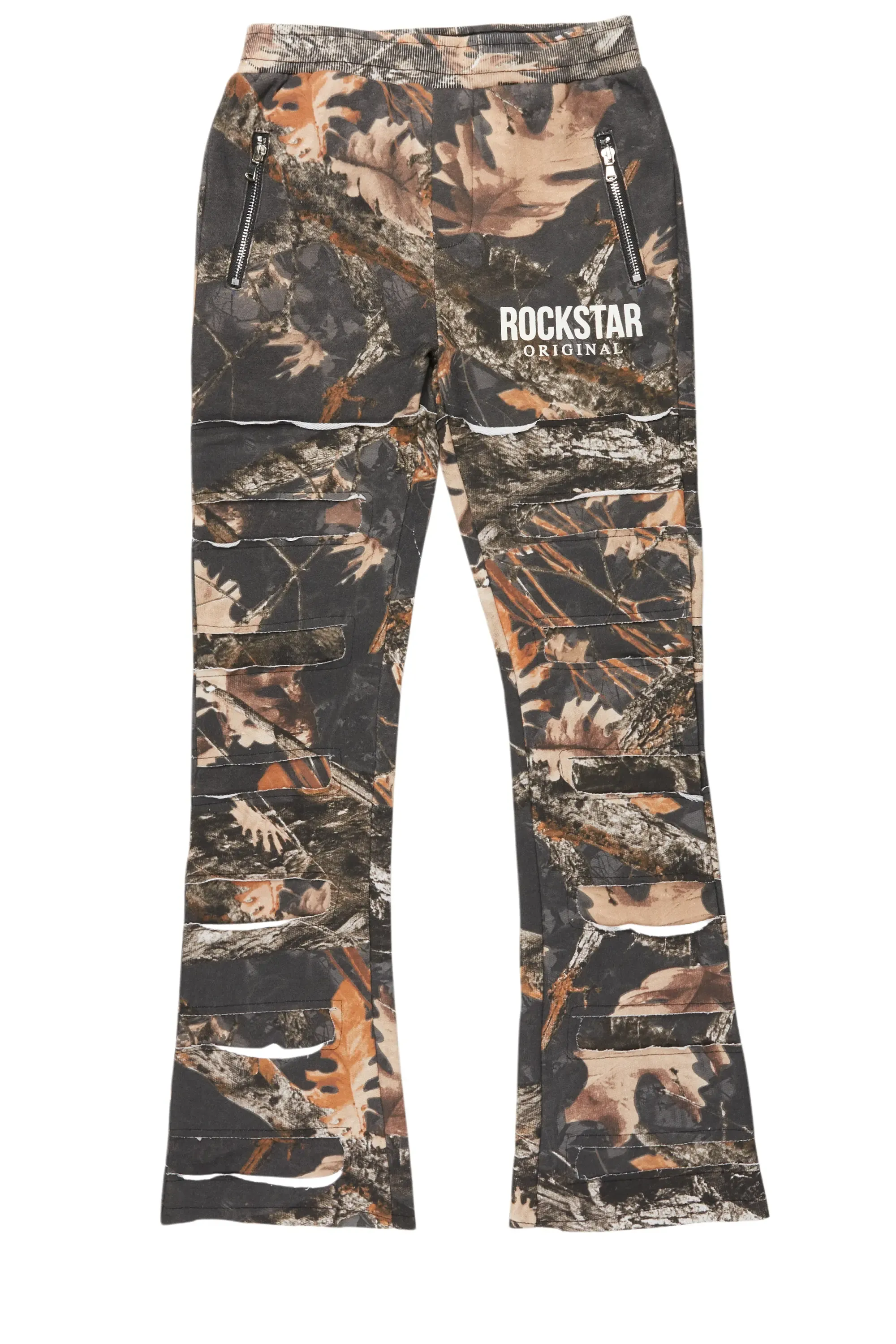 Boys Emilio Black Tree Camo Stacked Flare Track Pant