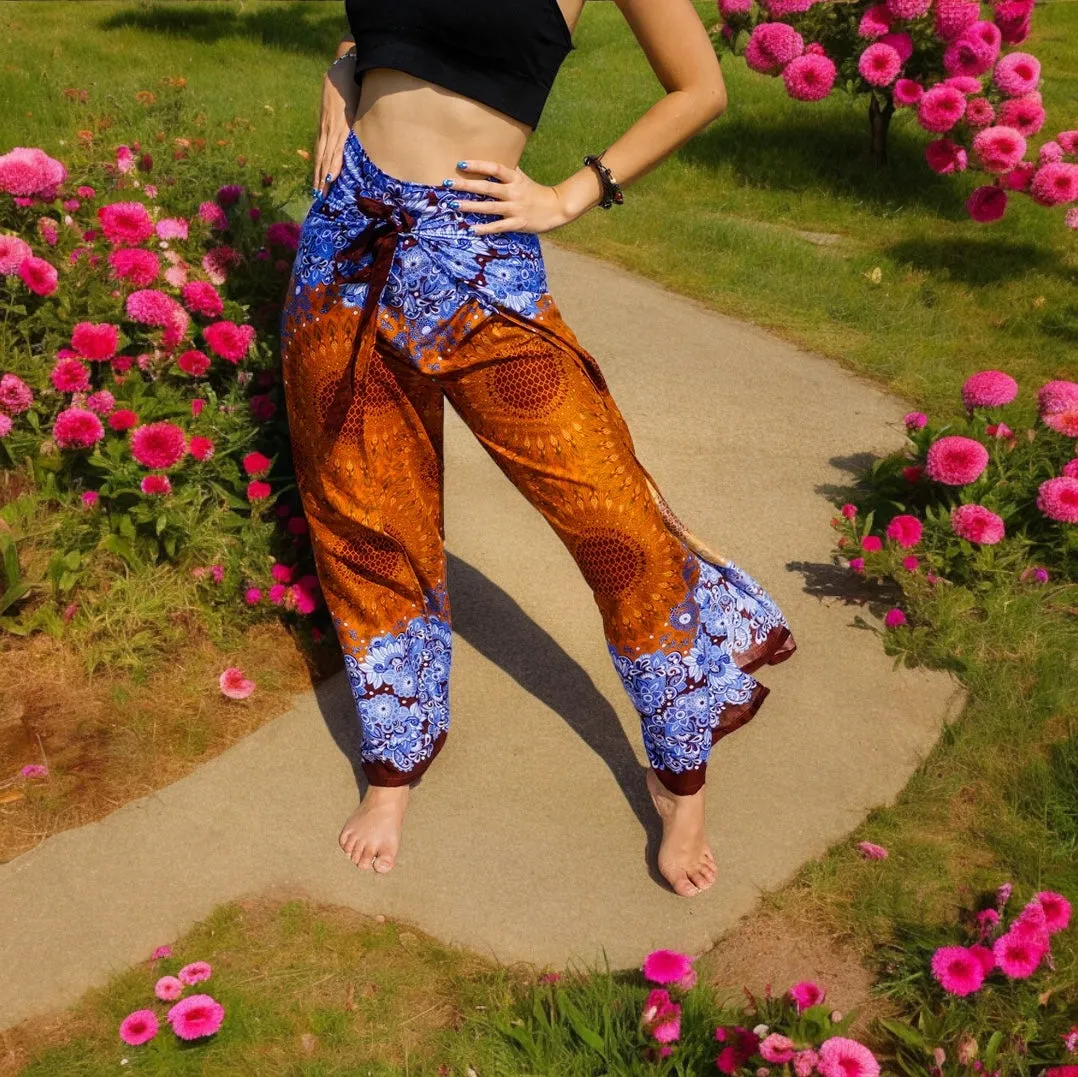 Brown Mandala Mandala  Palazzo Wrap Pants