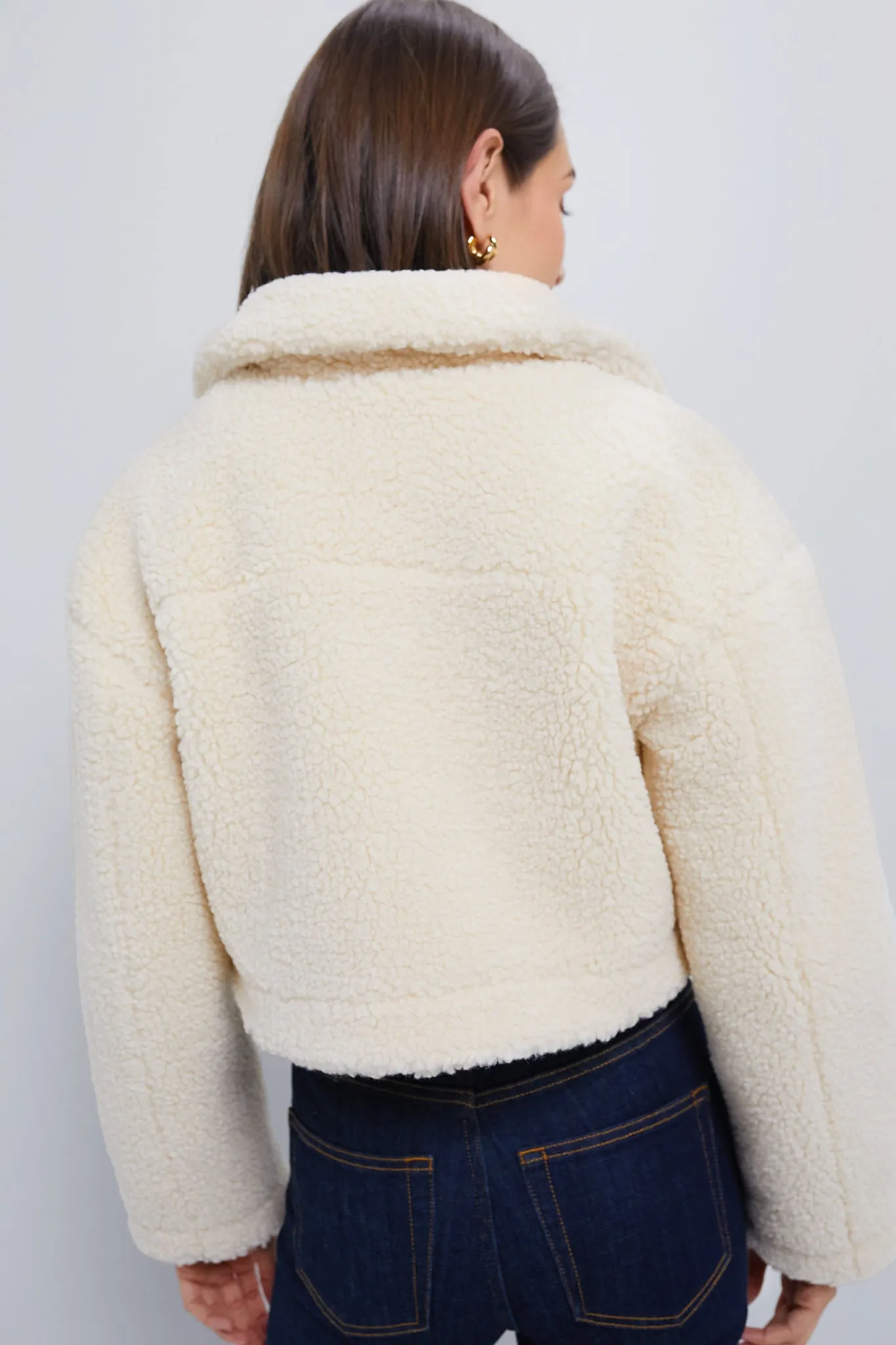 Cream Sherpa Sara Crop Jacket