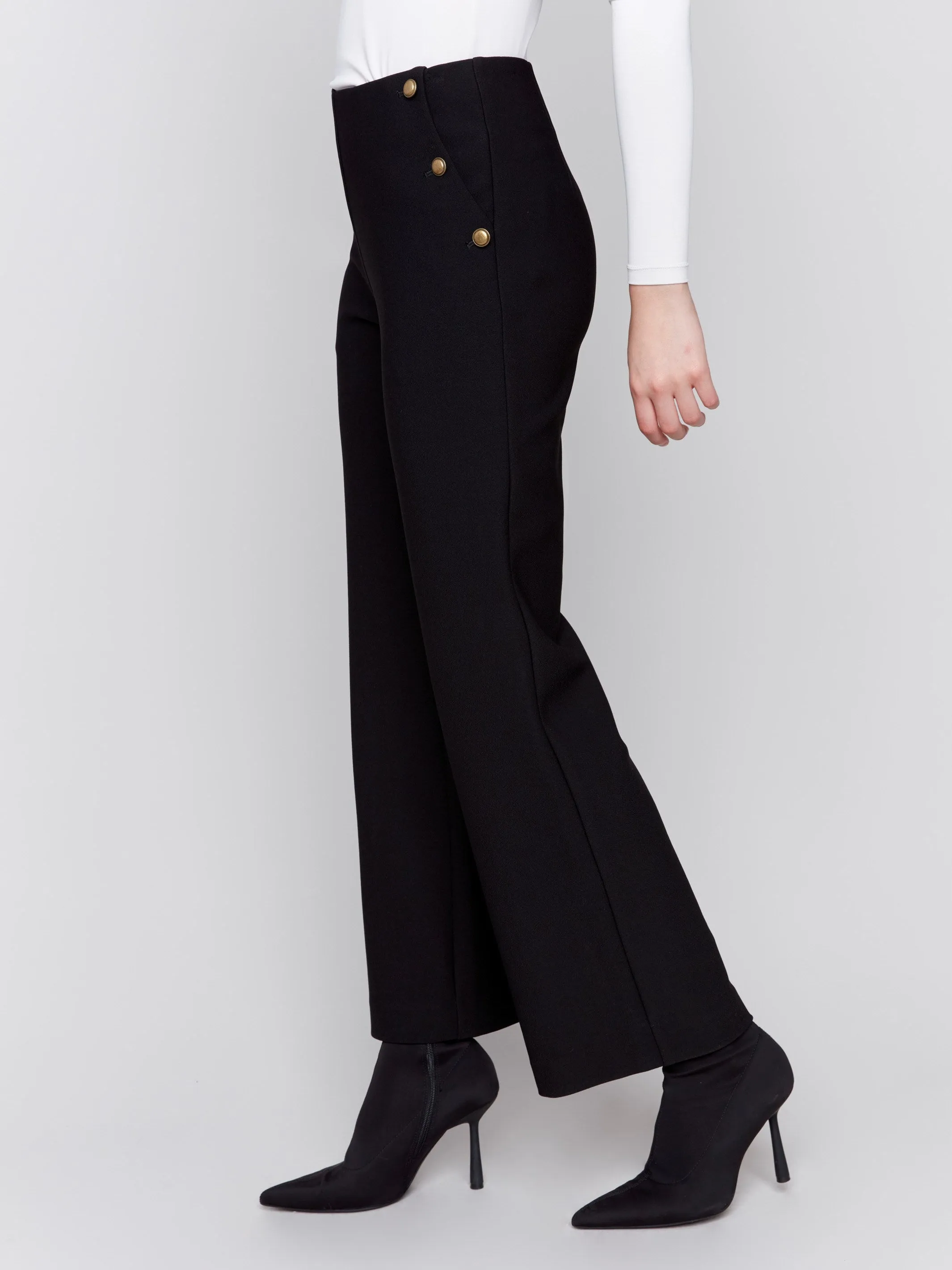 Crepe Flare Pants - Black