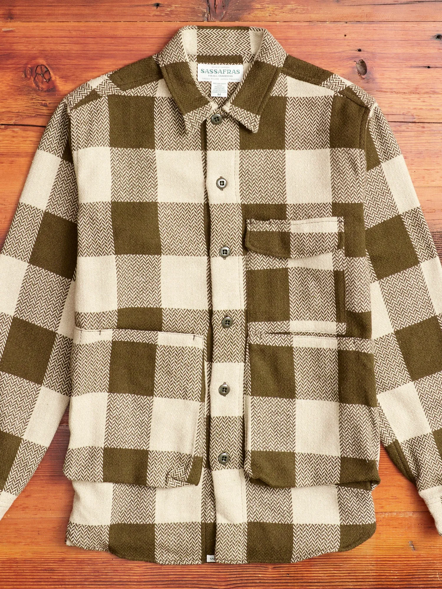 Digs Crew Half Shirt in Olive Herringbone Check