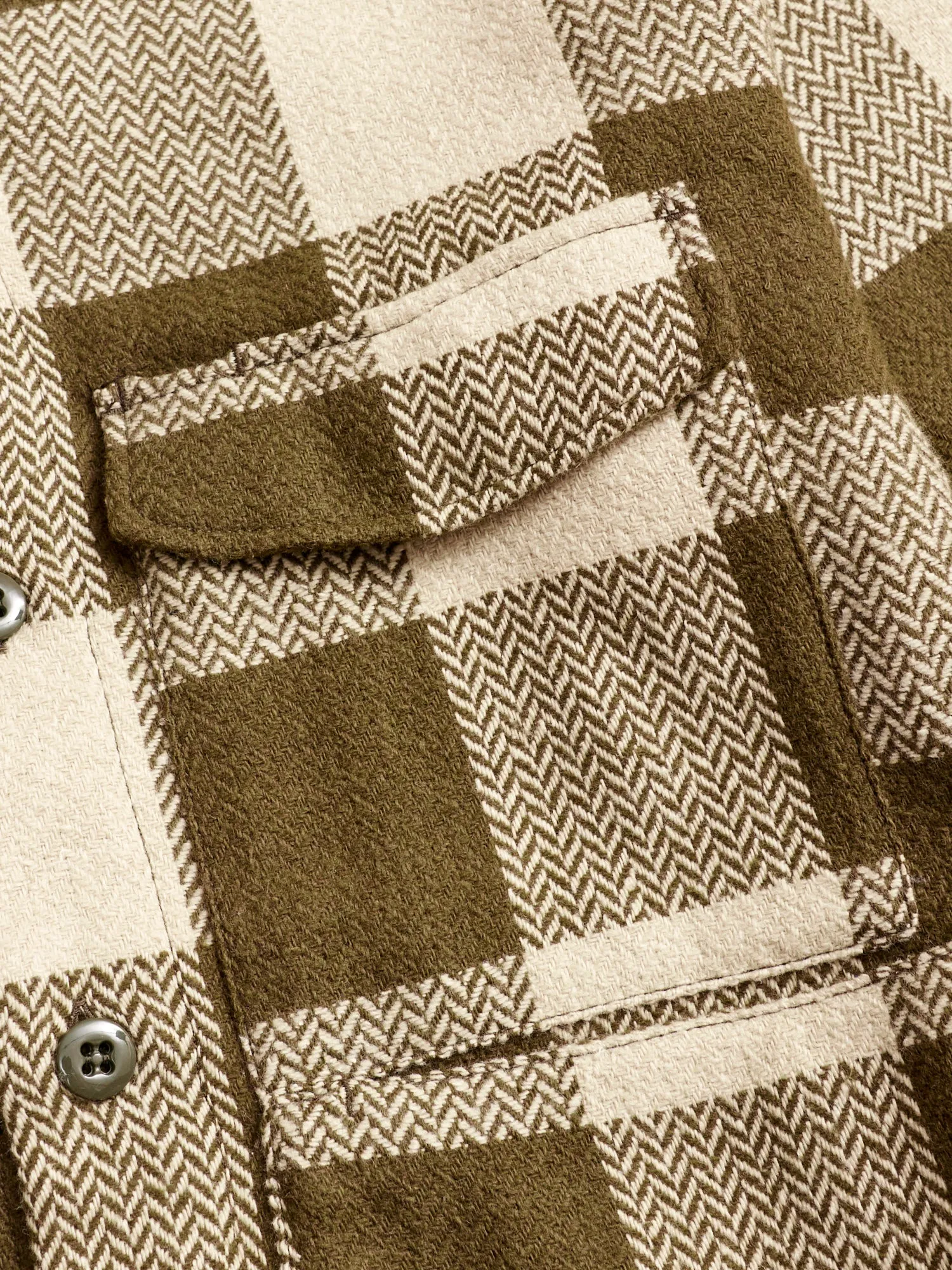 Digs Crew Half Shirt in Olive Herringbone Check