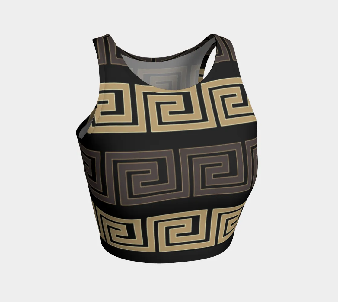 Earthtone Greek Key Athletic Crop Top