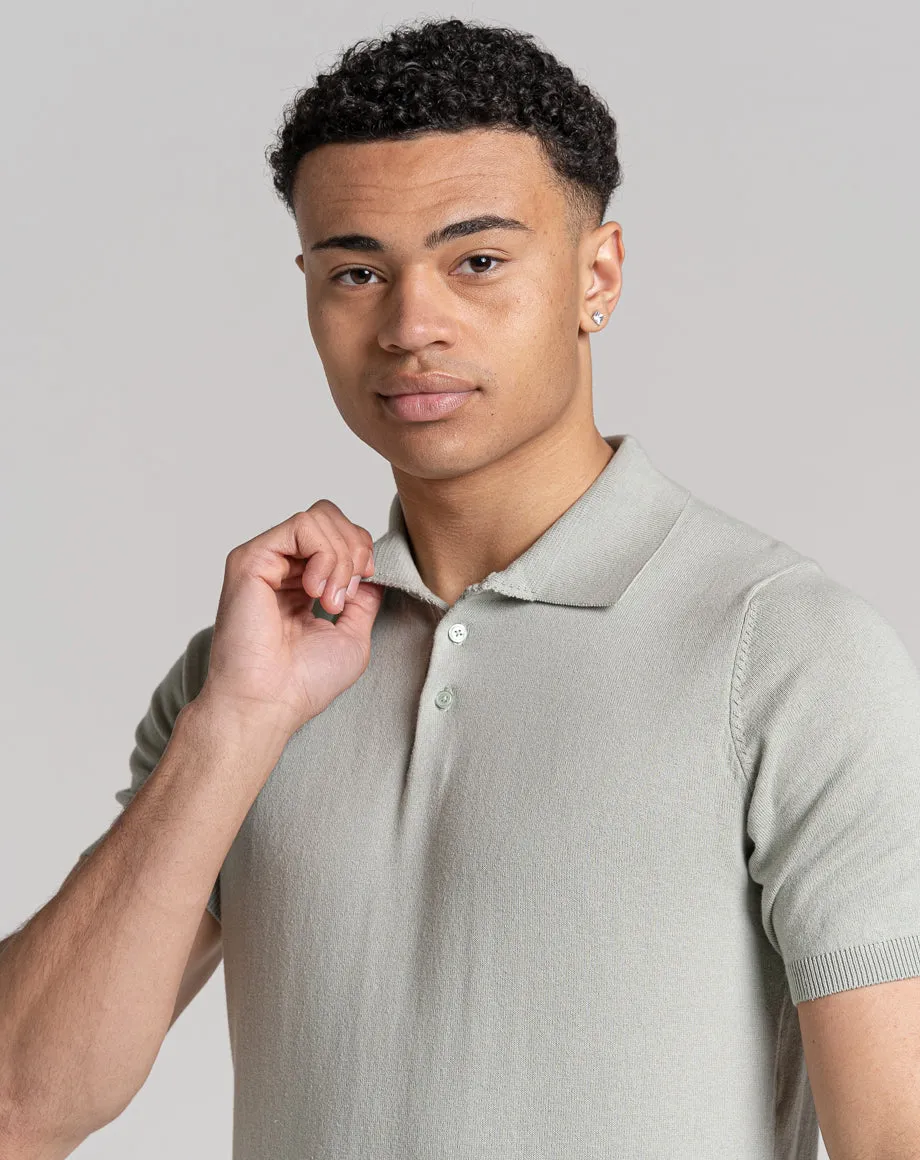 ESSENTIAL SHORT SLEEVE KNITTED POLO | MINT