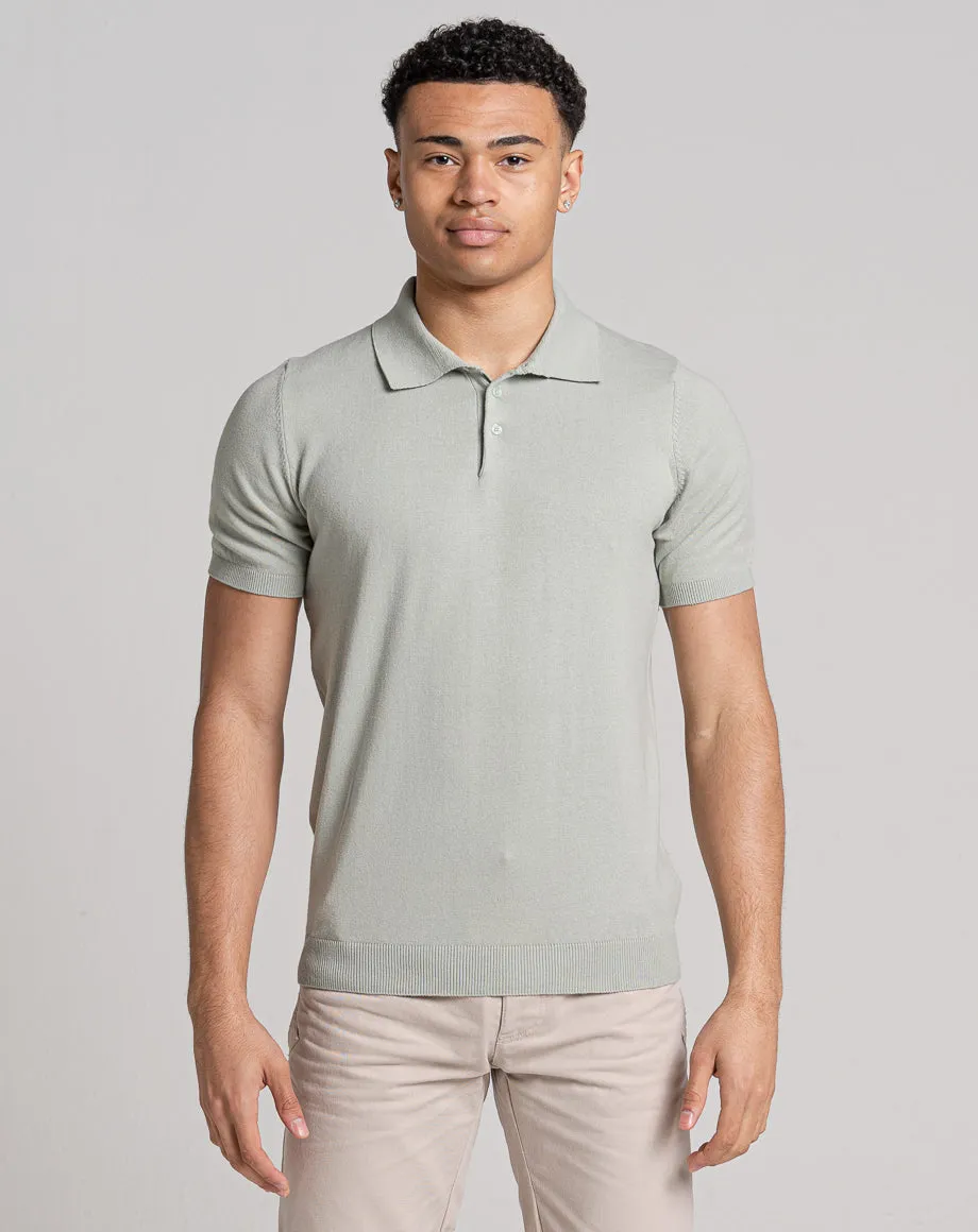 ESSENTIAL SHORT SLEEVE KNITTED POLO | MINT