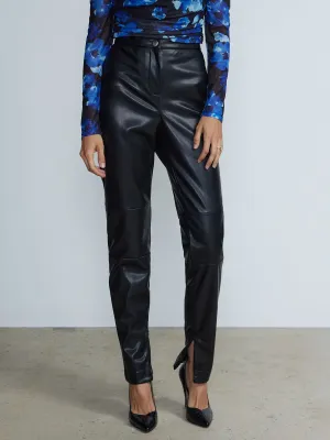 Faux Leather Drama Slit High Waist Pants