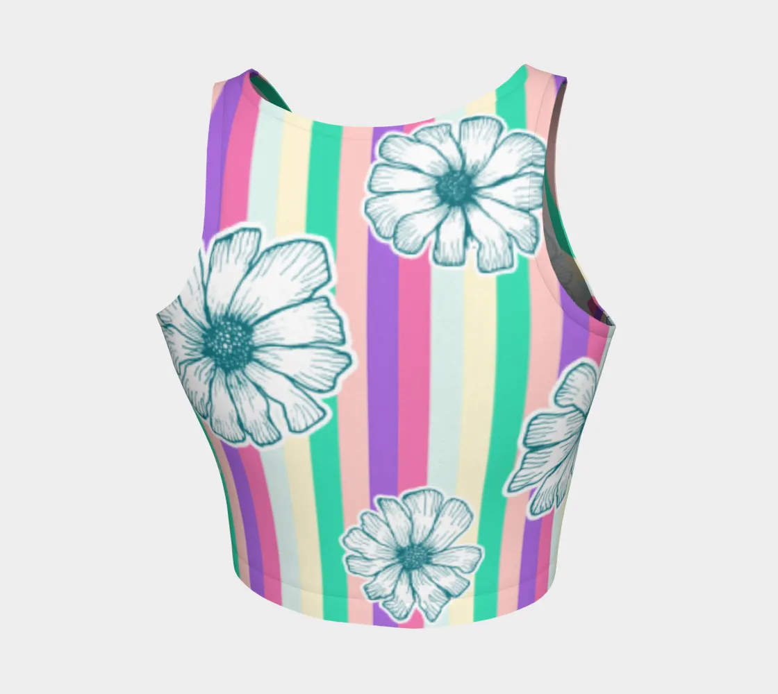 Floral Stripe Athletic Crop Top