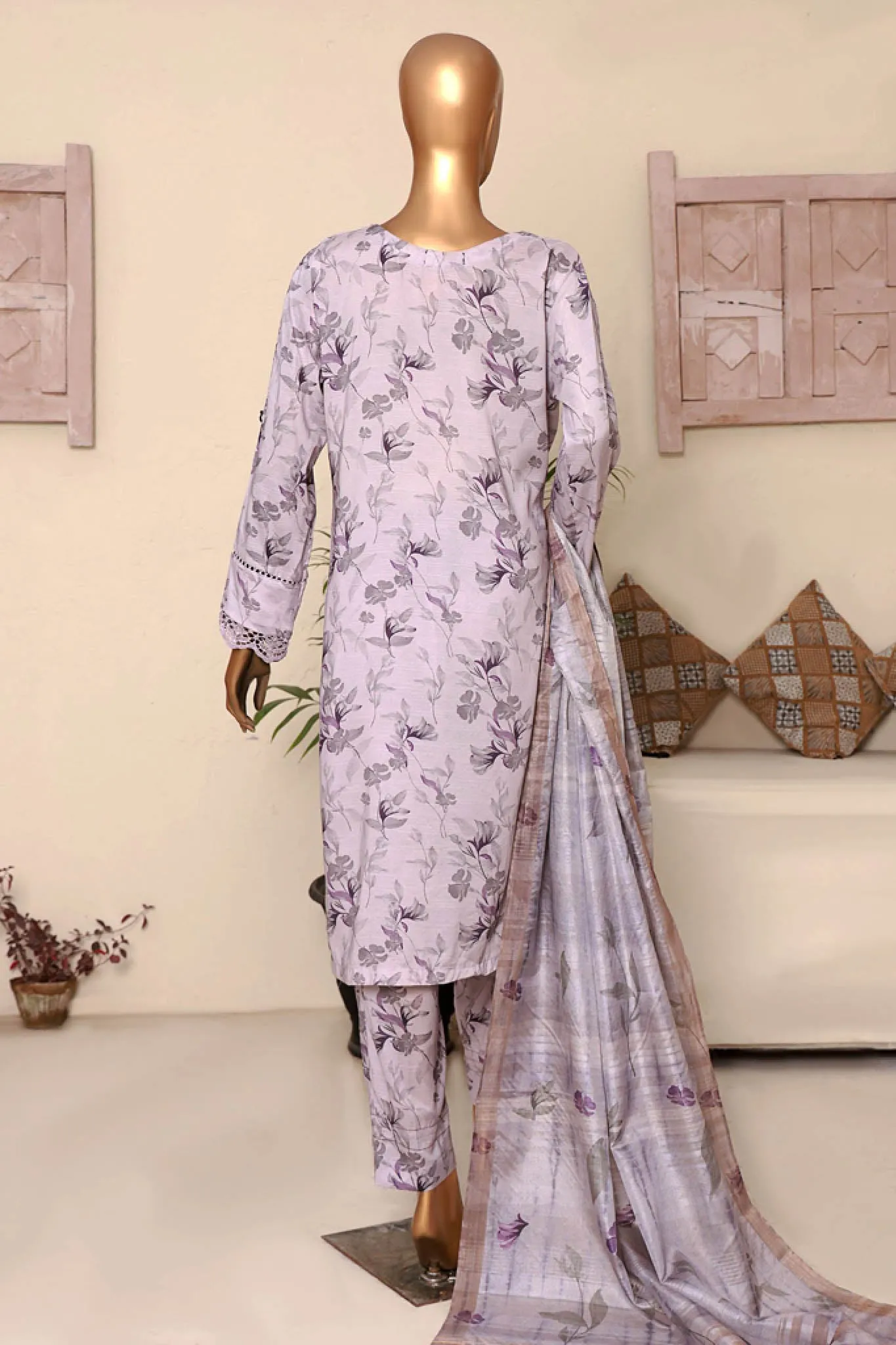 Florence By HZ Stitched 3 Piece Printed & Emb Raw Silk Collection'2024-RRE-09