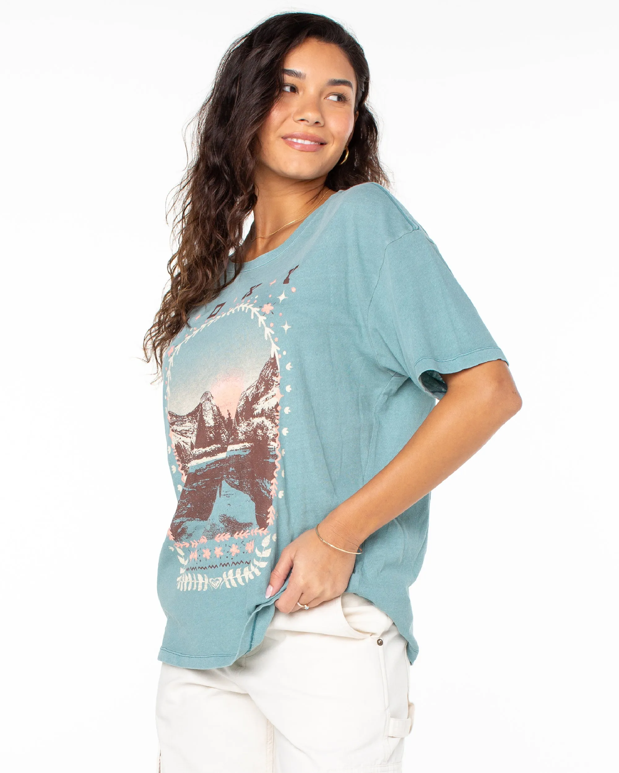 Folk Mountain T-Shirt - Mineral Blue