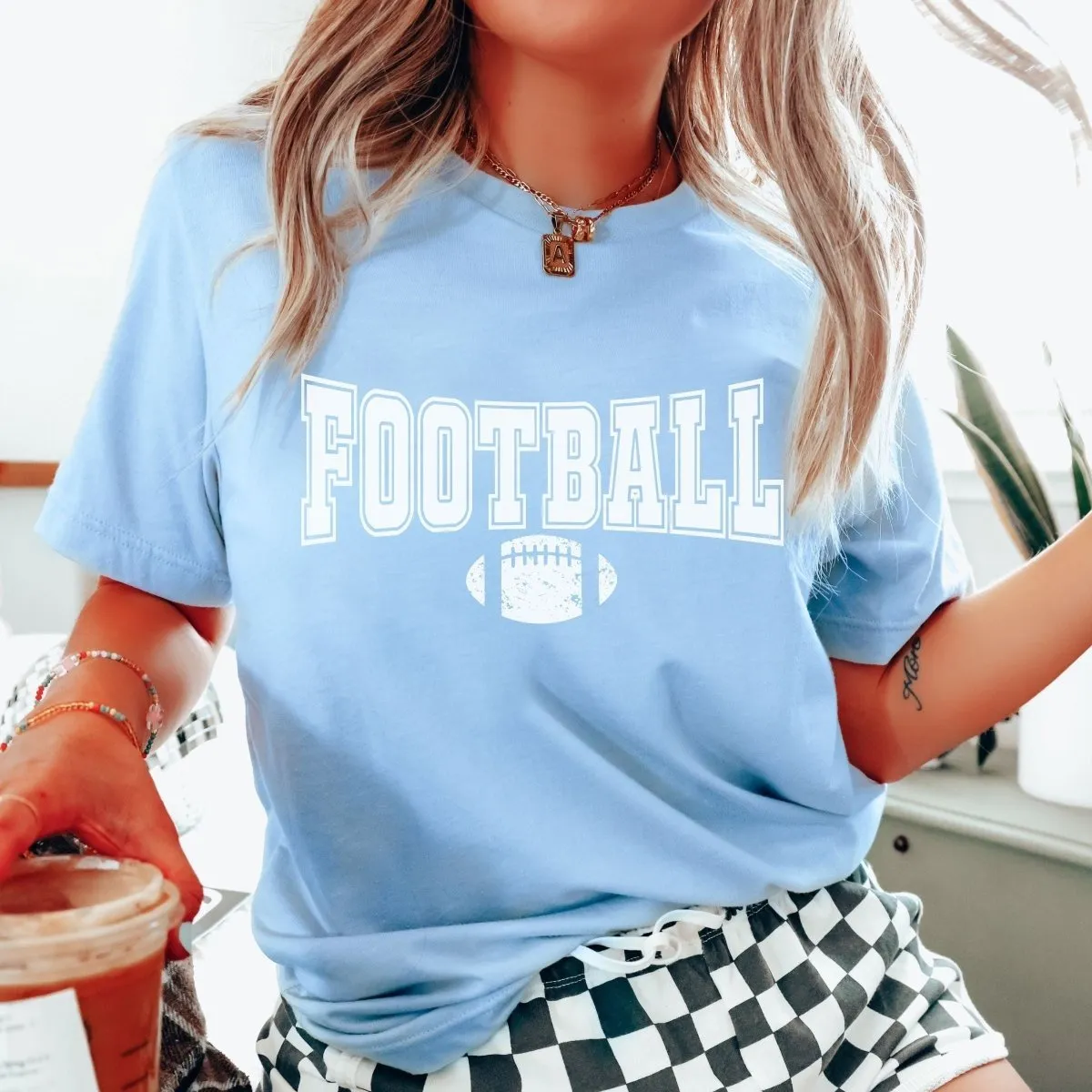 Football With Distressed Football Wholesale Graphic Tee - Quick Shipping