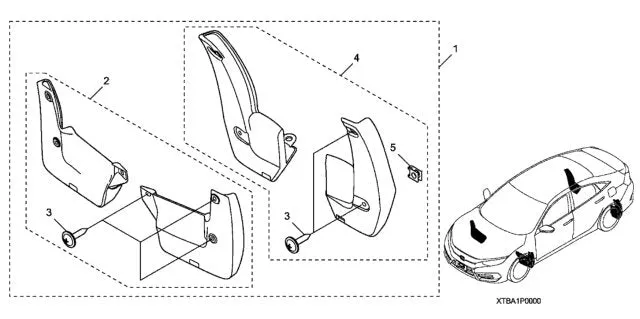 Genuine Honda 2017-2021 Civic Si Coupe Splash Guards