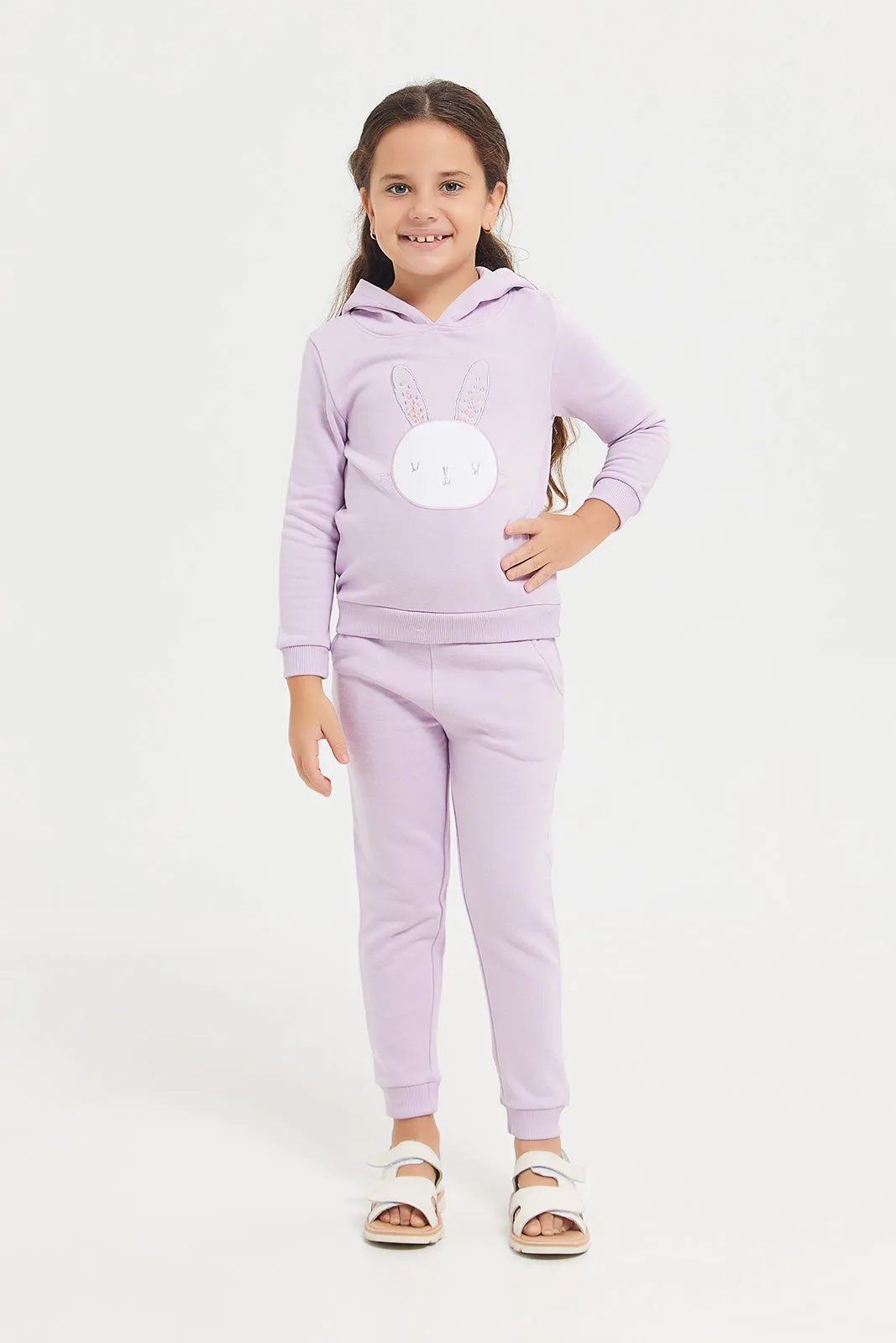 Girls Lilac Plain Active Pants