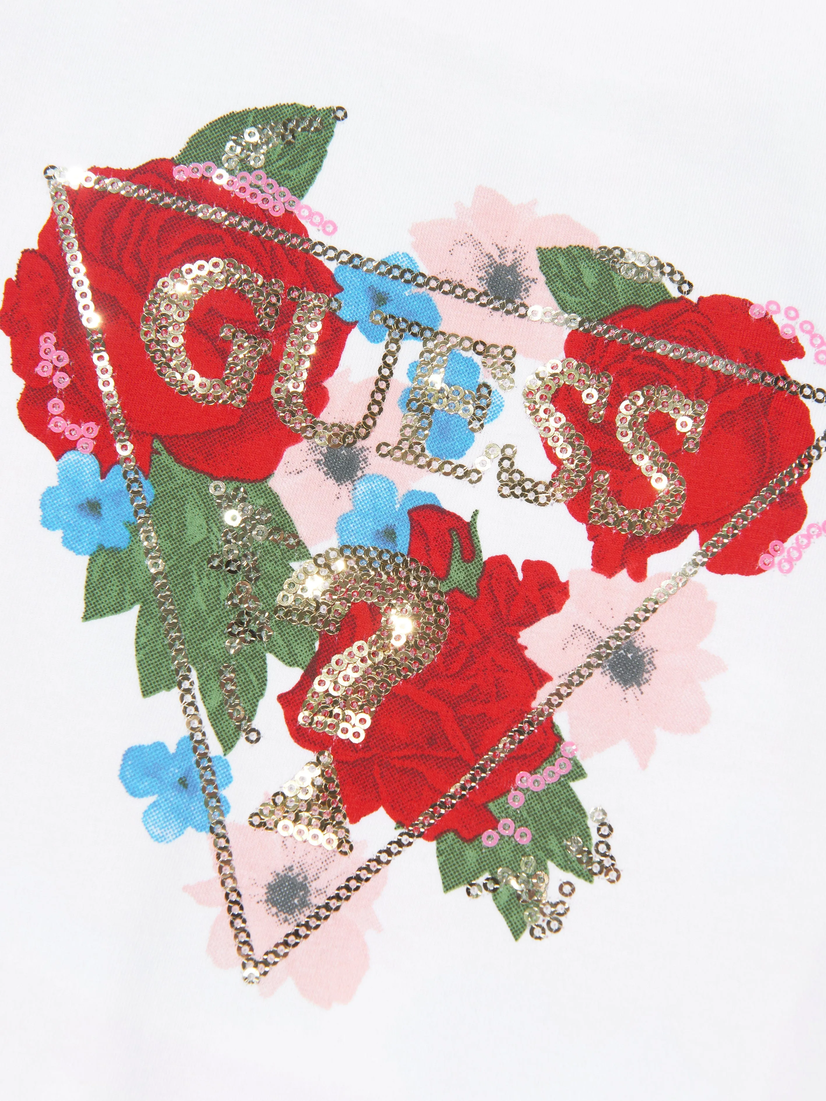 Guess Girls Geometric Flower T-Shirt in White