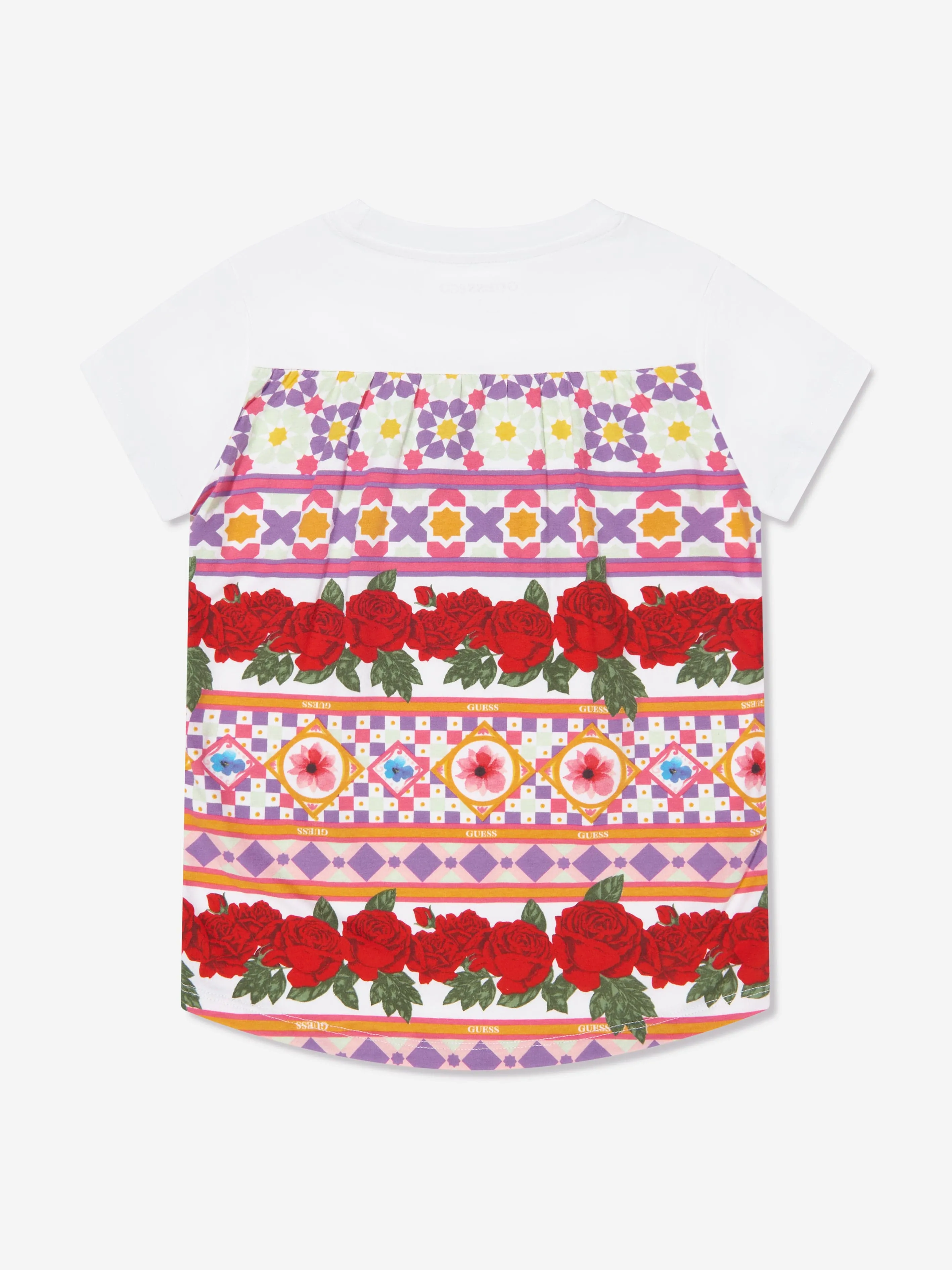 Guess Girls Geometric Flower T-Shirt in White