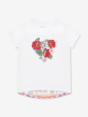 Guess Girls Geometric Flower T-Shirt in White