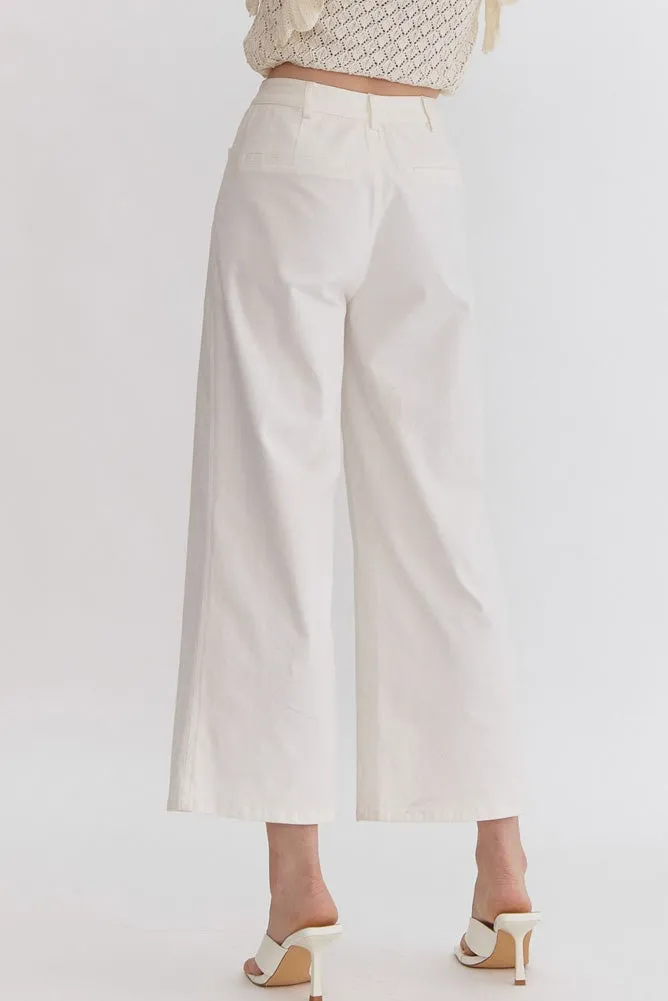 High Waisted Wide Leg Pants in Off White by Entro