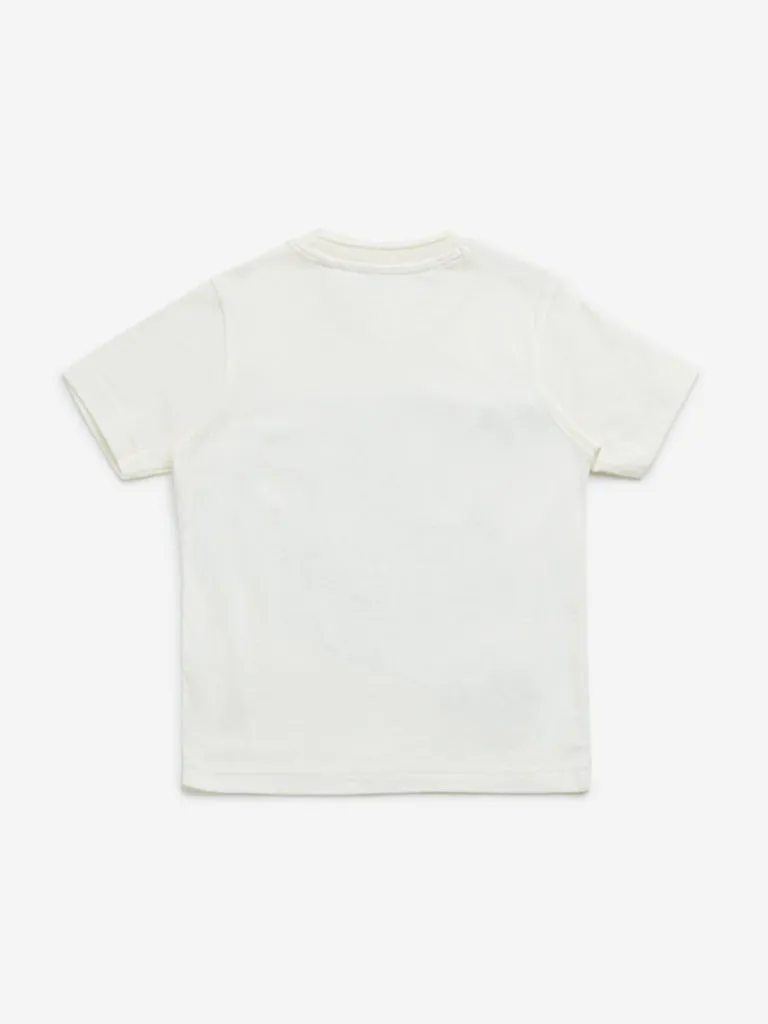 HOP Kids Off-White Travel-Inspired Cotton T-Shirt