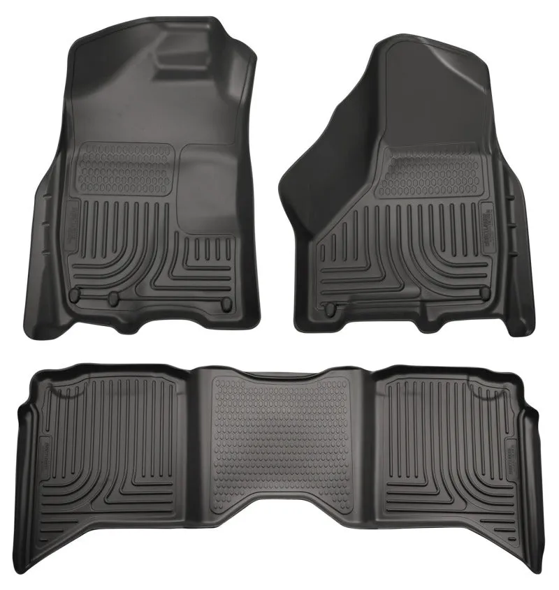 Husky Liners WeatherBeater Front / 2nd Row Floor Liner - Black - Crew Cab - Dodge Ram Fullsize Truck 2009-14