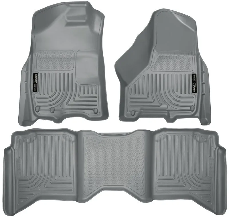 Husky Liners WeatherBeater Front / 2nd Row Floor Liner - Gray - Crew Cab - Dodge Ram Fullsize Truck 2009-14