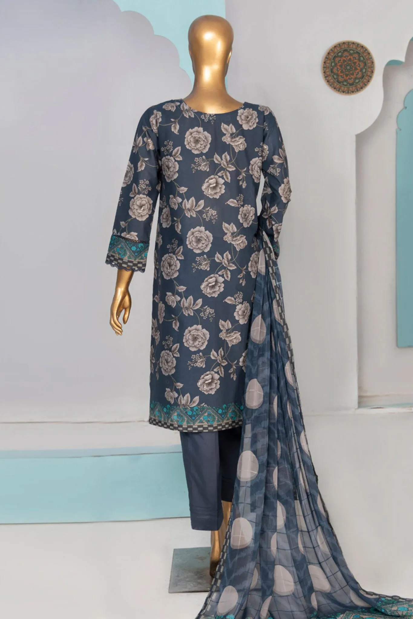 HZ Printkari Stitched 3 Piece Emb Chikankari Lawn Collection'2024-PLC-413