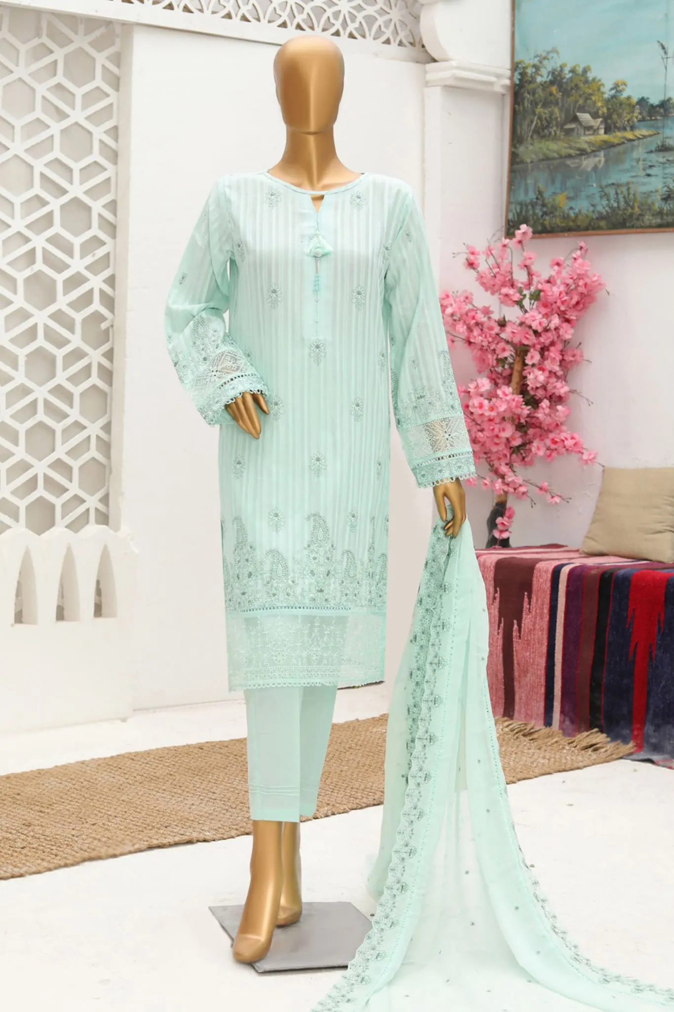 Linnokari by Hz Embroidered Pret Collection'2023-139-Aqua