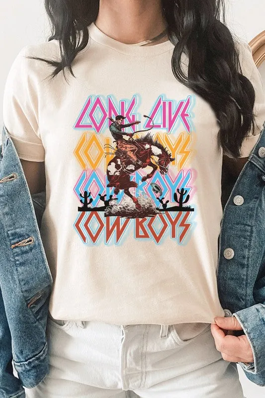 Long Live Cowboys Man and Horse Cacti Graphic Tee