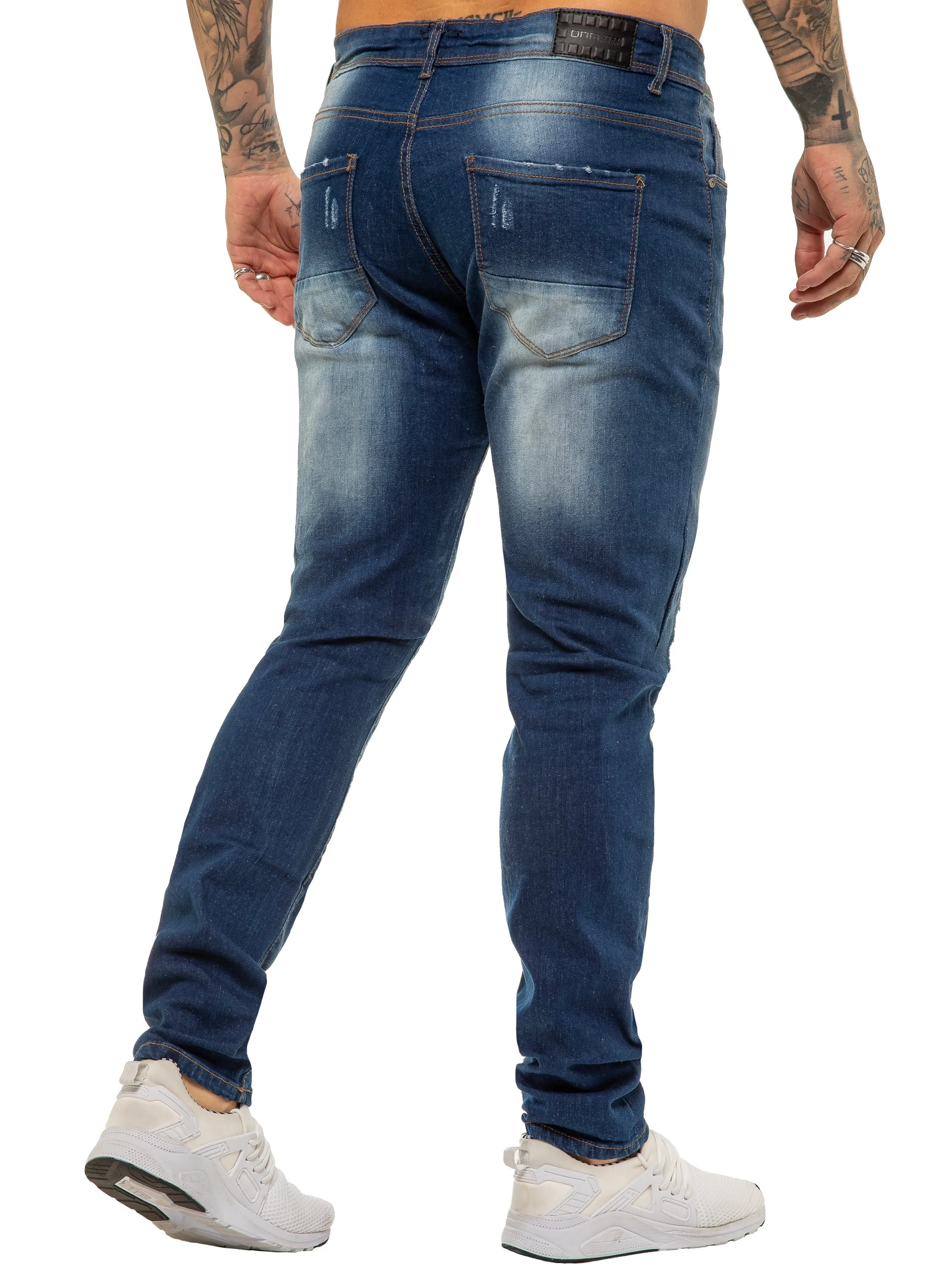 Mens Skinny Ripped Jeans Stretch Denim | Enzo Designer Menswear