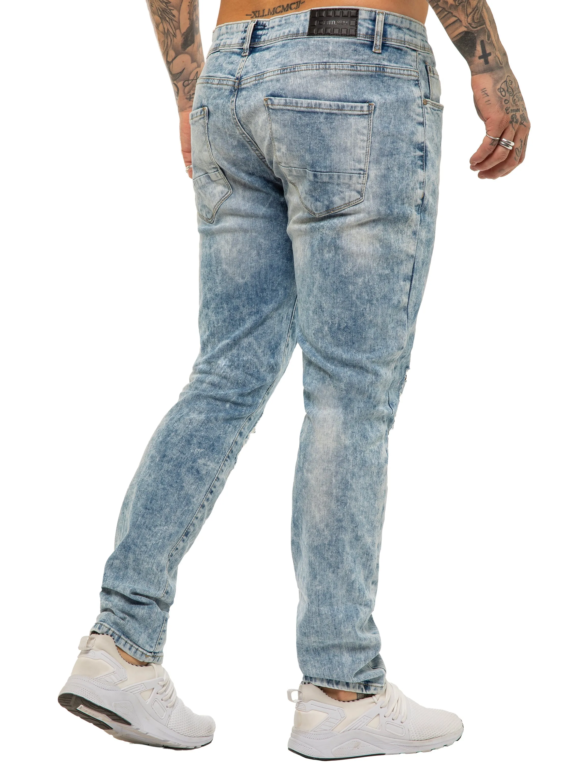 Mens Skinny Ripped Jeans Stretch Denim | Enzo Designer Menswear