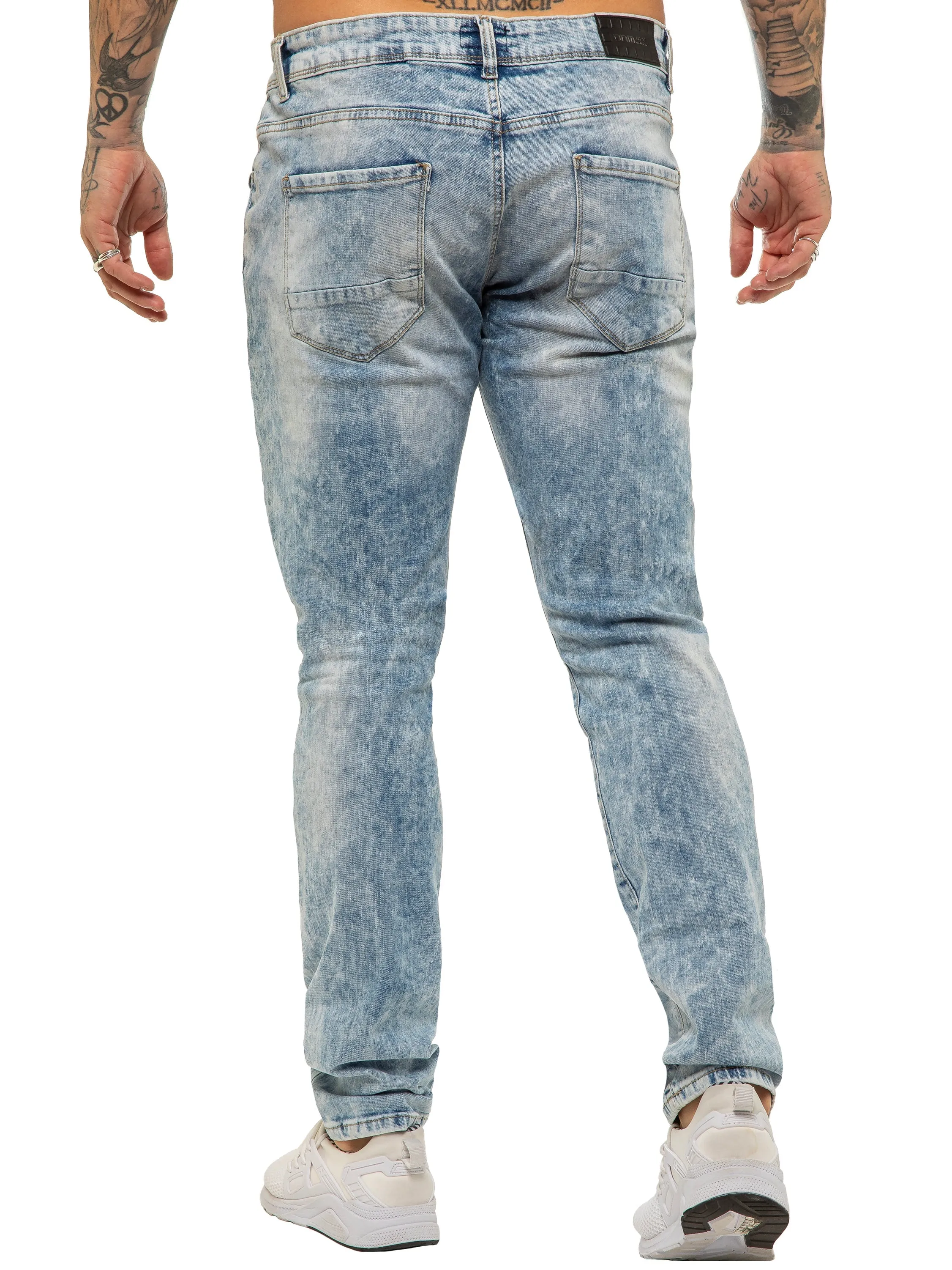 Mens Skinny Ripped Jeans Stretch Denim | Enzo Designer Menswear