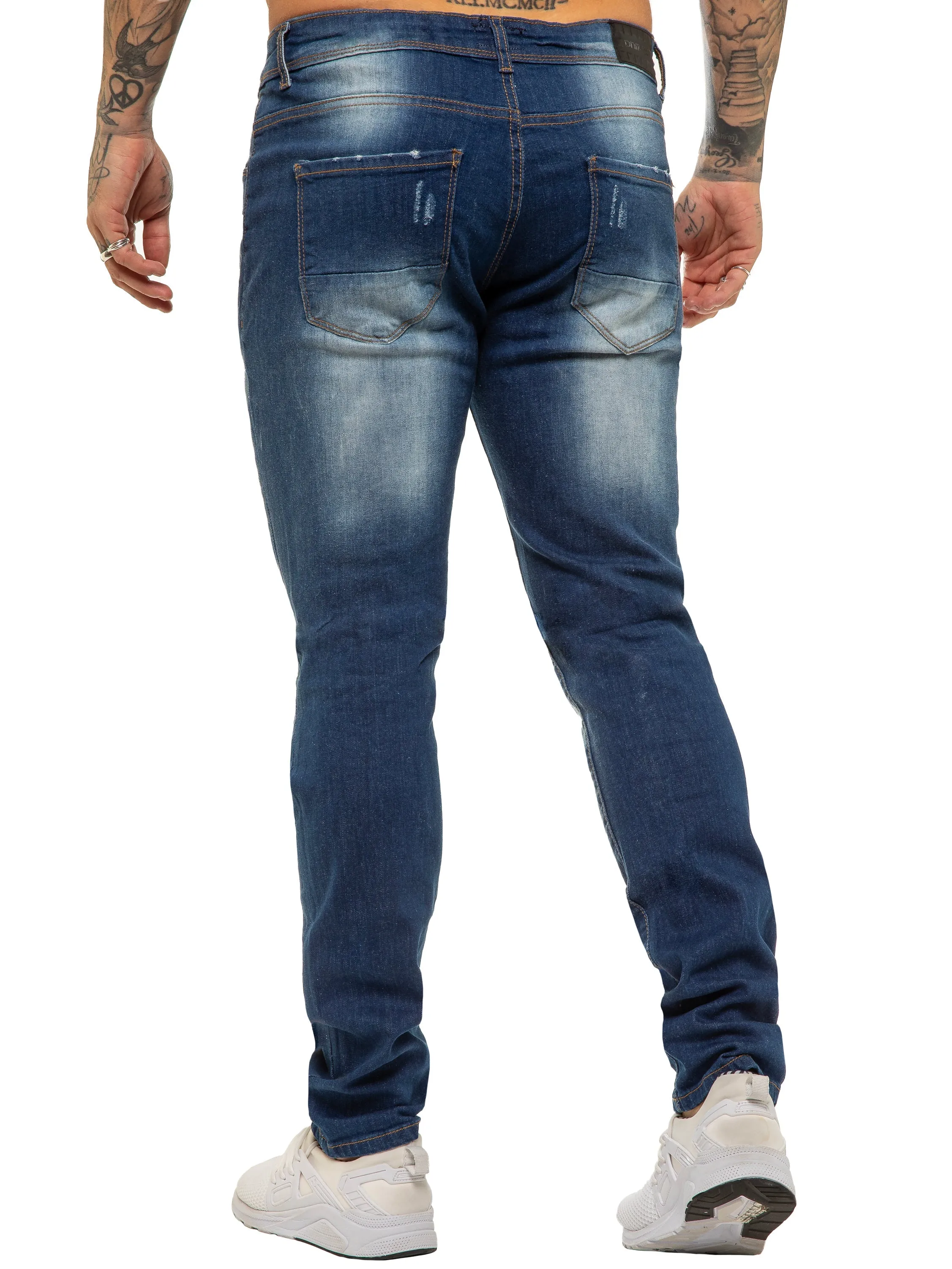 Mens Skinny Ripped Jeans Stretch Denim | Enzo Designer Menswear