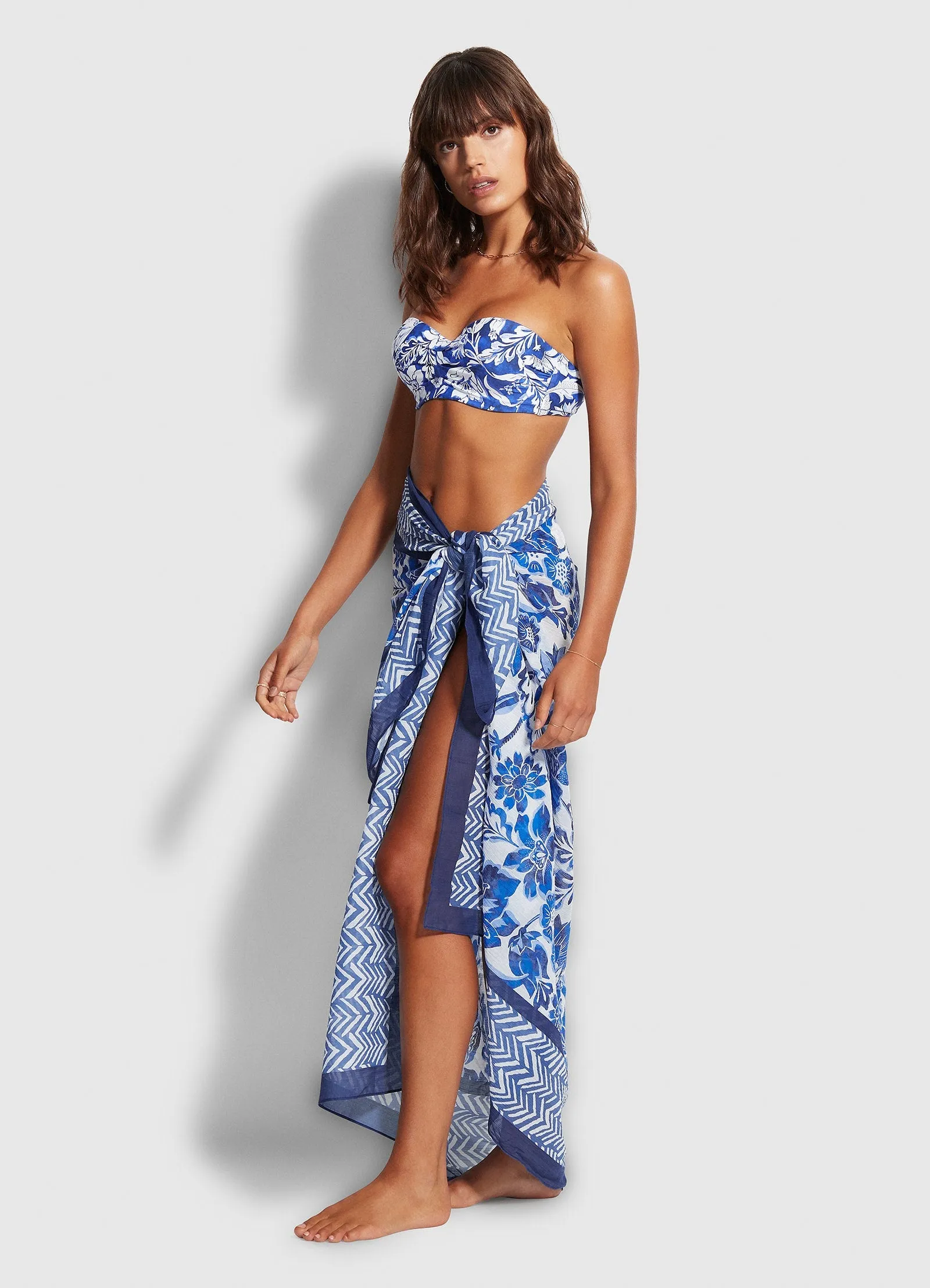 Modern Marina Pareo Sarong - Marina Blue