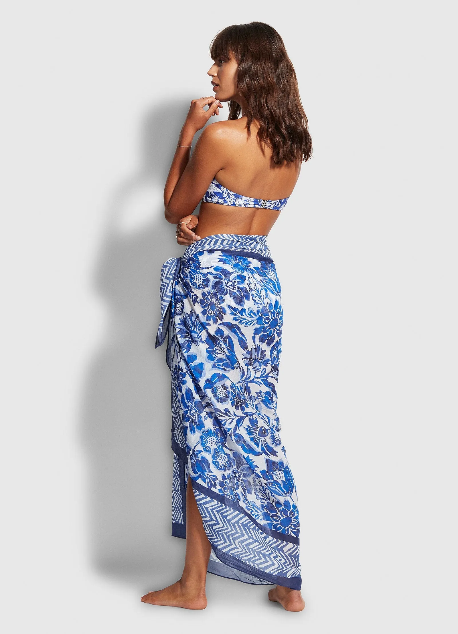 Modern Marina Pareo Sarong - Marina Blue