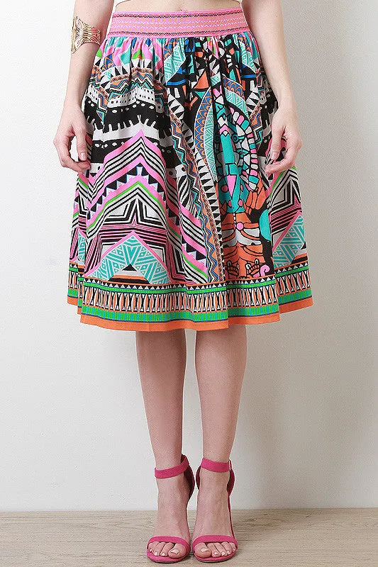 Neon Boho A-line Skirt