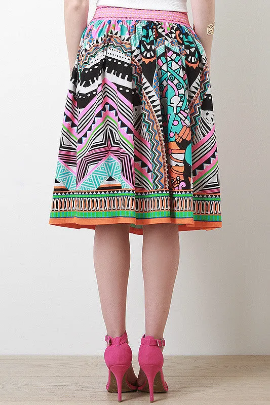 Neon Boho A-line Skirt