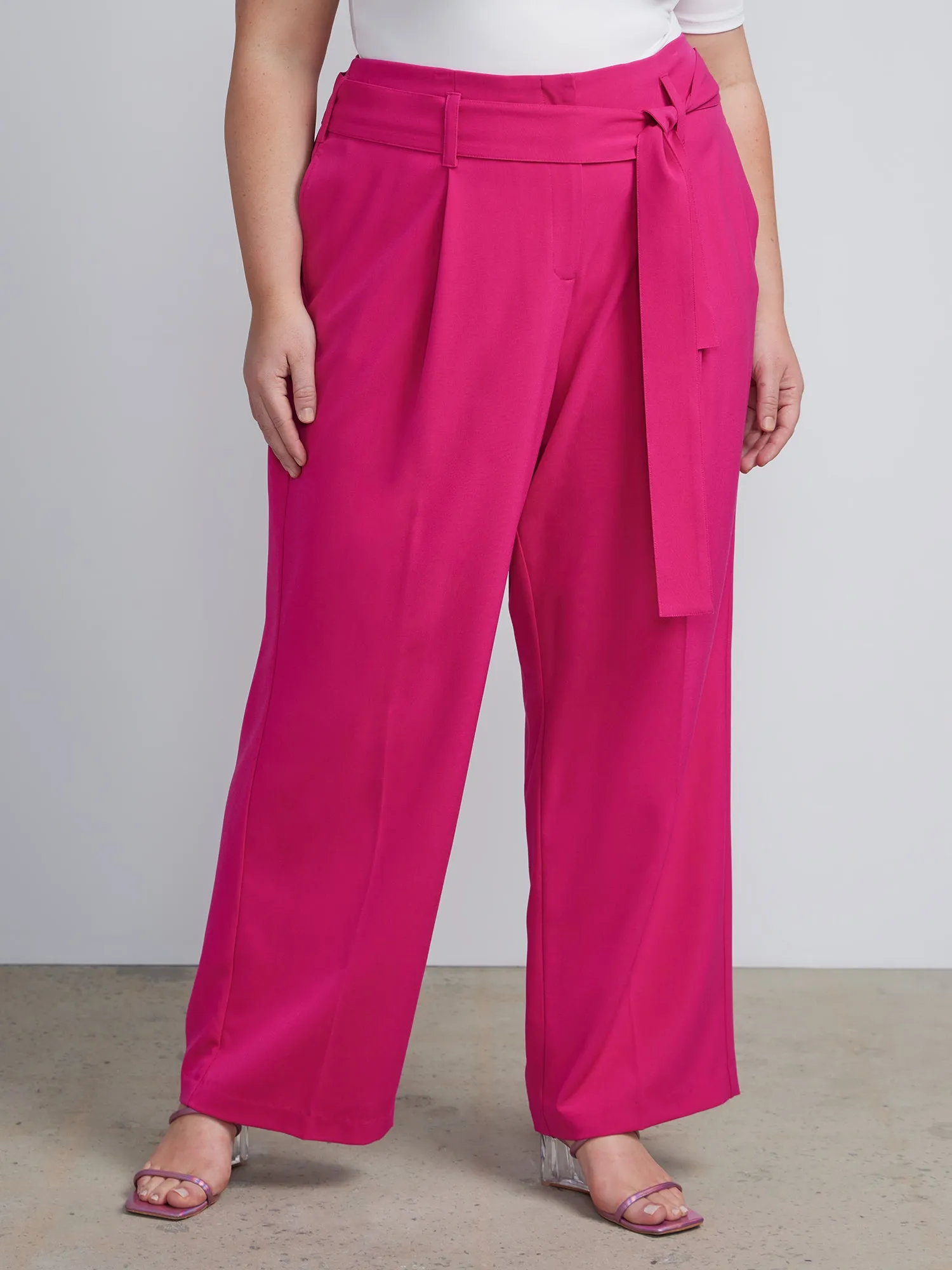 Plus Tie Waist Palazzo Pants