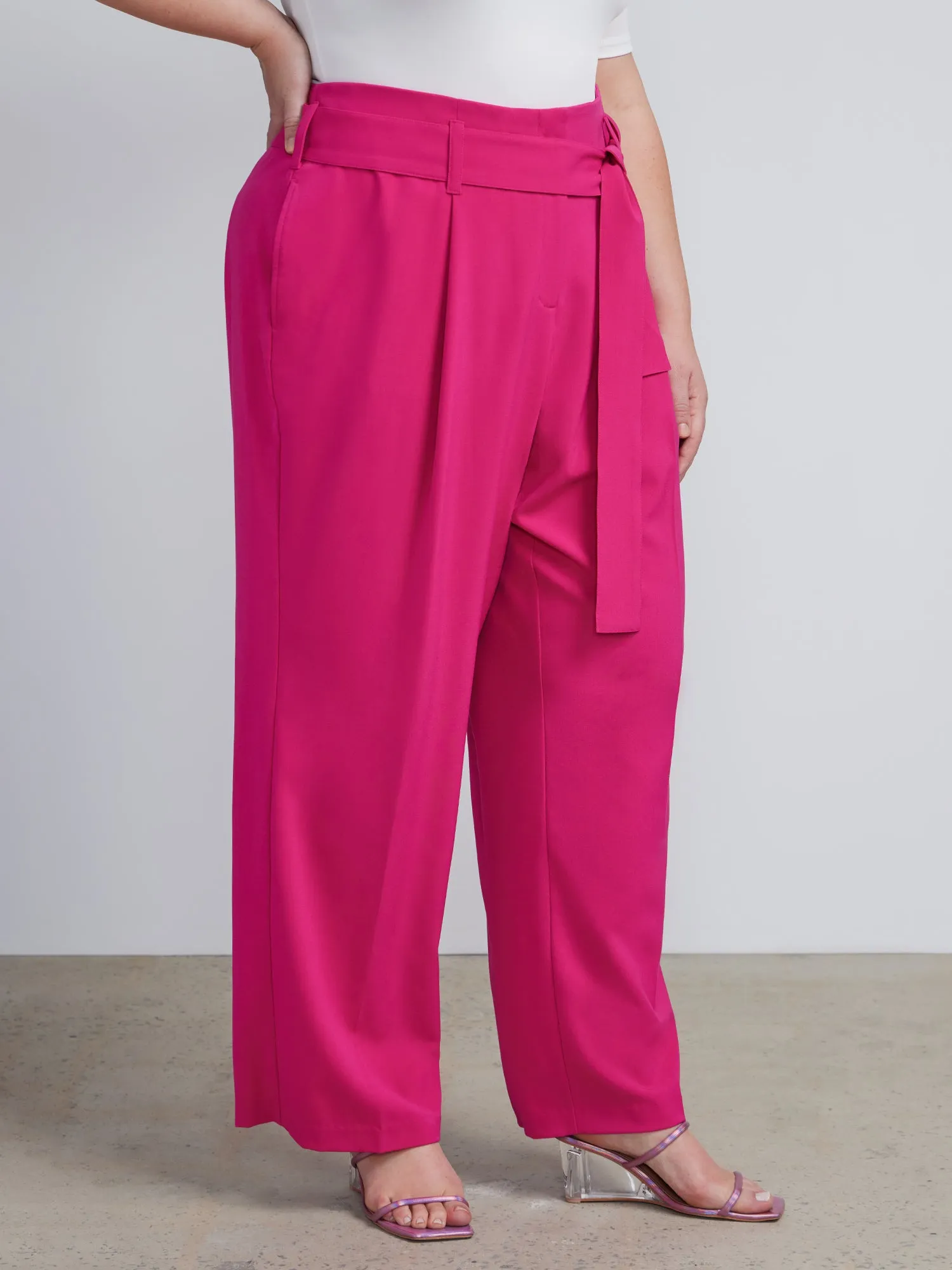 Plus Tie Waist Palazzo Pants