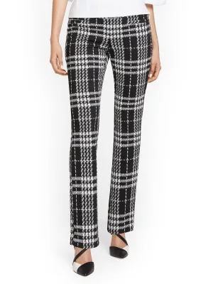 Pull-On Plaid Straight-Leg Ponte Pant - Superflex