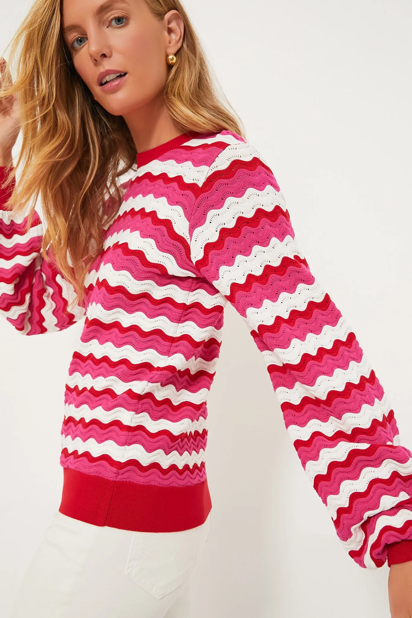 Ruby Wavy Stripe Callie Crewneck