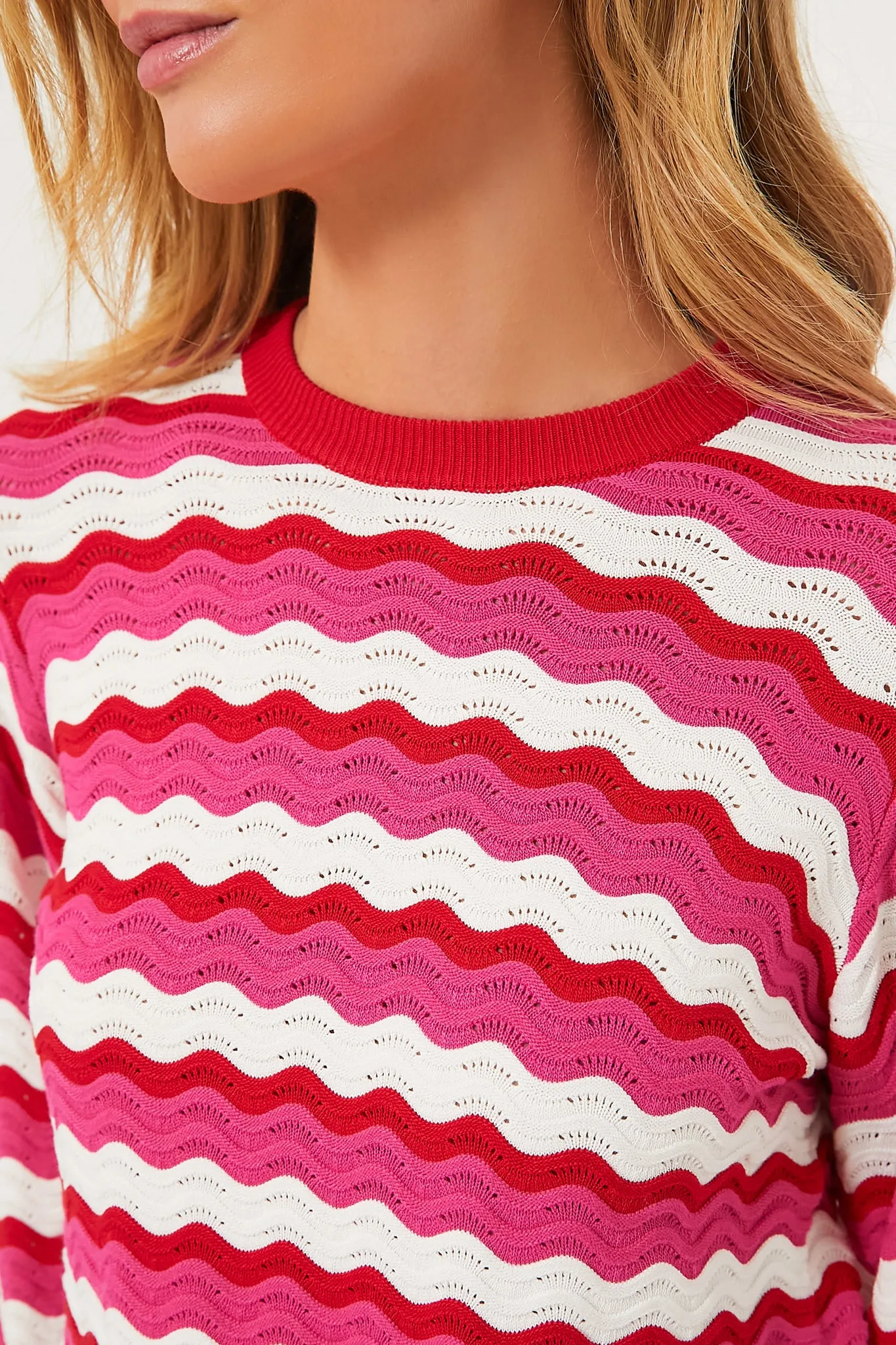 Ruby Wavy Stripe Callie Crewneck