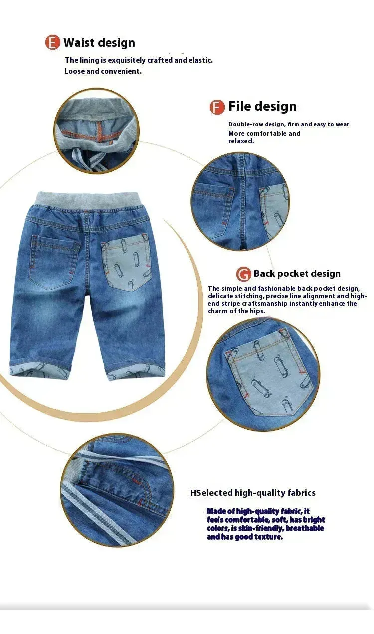 Simple And Versatile Casual Boys' Denim Capris Denim Pant Trouser for boys