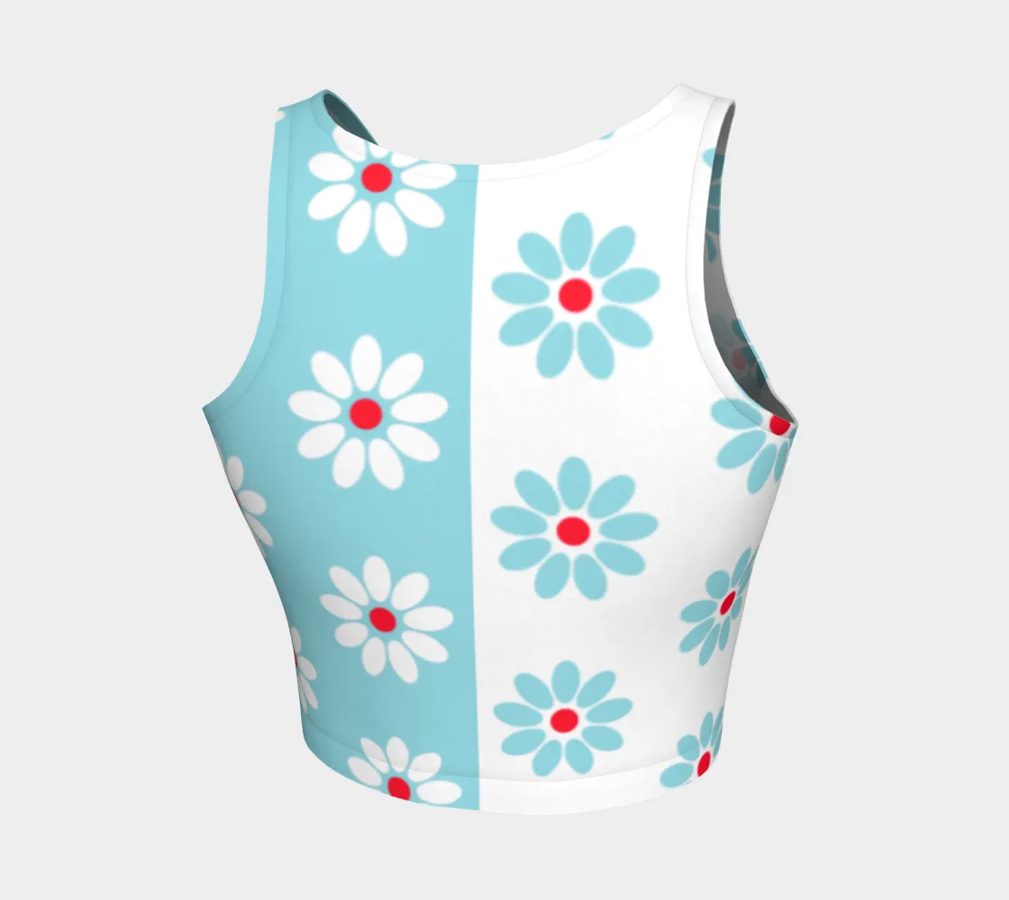 Two Tone Daisy Print Athletic Crop Top